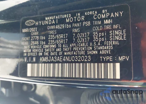 2022 Hyundai Tucson Se from USA, damaged, VIN KM8JA3AE4NU032023